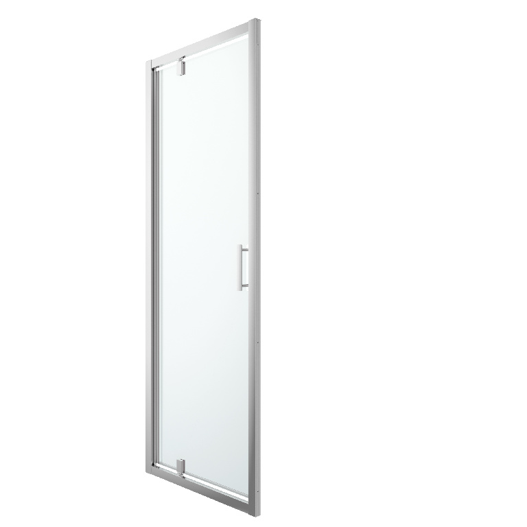 Usa dus pivotanta GoodHome Beloya, aluminiu, 80 x 195 cm, sticla securizata 8mm, profil crom