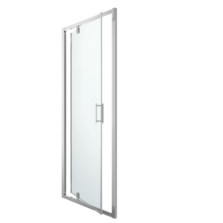 Usa dus pivotanta GoodHome Beloya, aluminiu, 90 x 195 cm, sticla securizata 8mm, profil crom