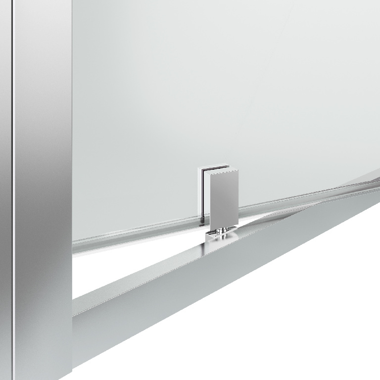 Usa dus pivotanta GoodHome Beloya, aluminiu, 100 x 195 cm, sticla securizata 8mm, profil crom