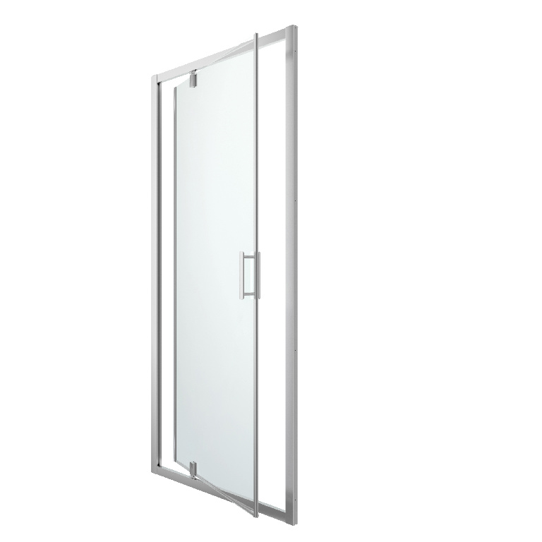Usa dus pivotanta GoodHome Beloya, aluminiu, 100 x 195 cm, sticla securizata 8mm, profil crom