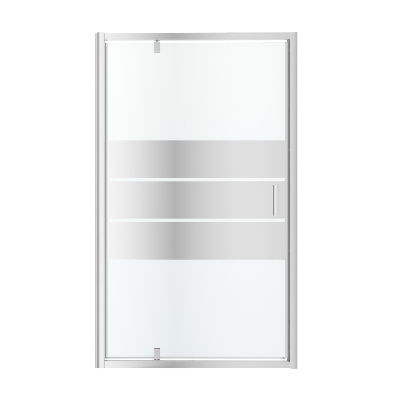 Usa dus pivotanta GoodHome Beloya, aluminiu, sticla oglinda, 120 x 195 cm, crom