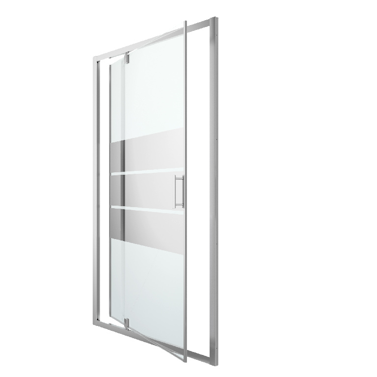 Usa dus pivotanta GoodHome Beloya, aluminiu, sticla oglinda, 120 x 195 cm, crom