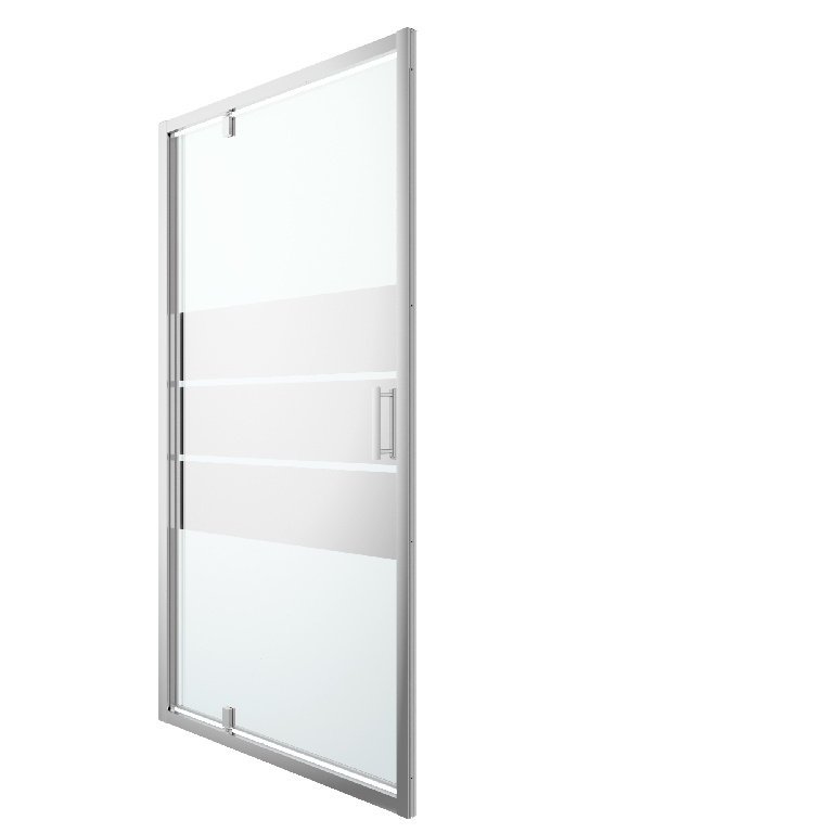 Usa dus pivotanta GoodHome Beloya, aluminiu, sticla oglinda, 120 x 195 cm, crom