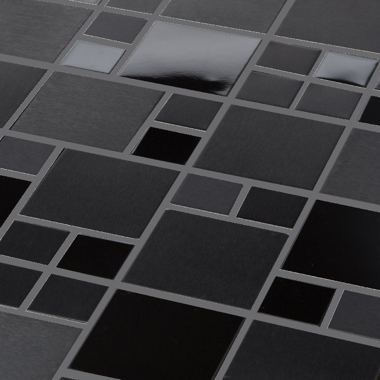 Mozaic interior, negru, otel inoxidabil, patrata, 30 x 30 cm x 8 mm  GoodHome Tourino