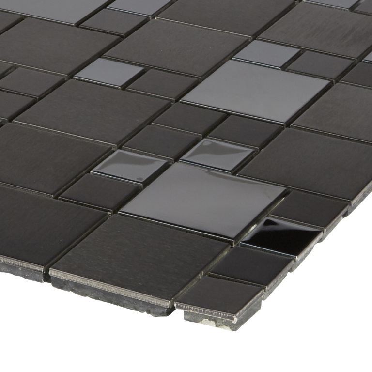 Mozaic interior, negru, otel inoxidabil, patrata, 30 x 30 cm x 8 mm  GoodHome Tourino