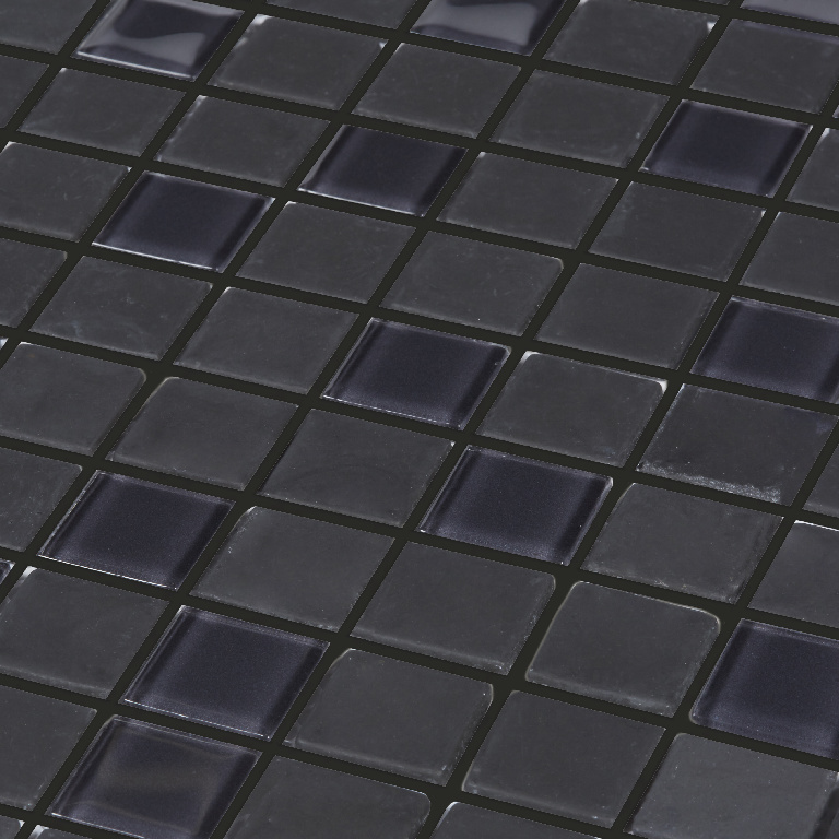 Mozaic interior, negru, sticla, patrat, 29.5 x 29.5 cm x 4 mm  Genovia