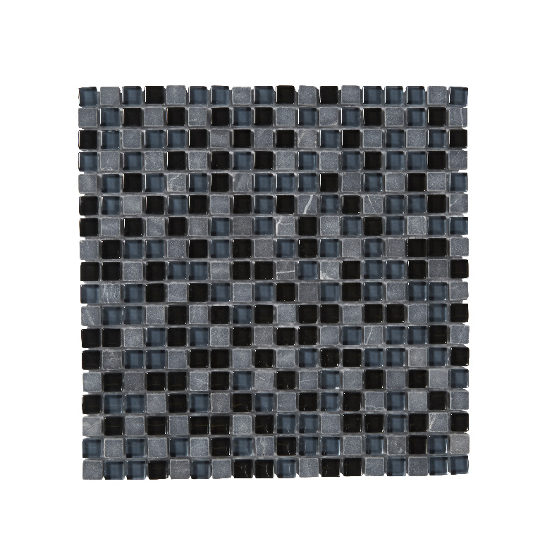 Mozaic interior, negru, sticla si piatra naturala, patrata, 30 x 30 cm x 8 mm GoodHome Barya