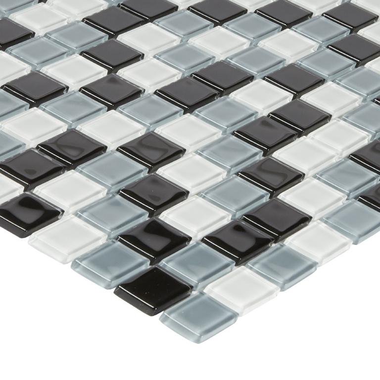 Mozaic interior, negru si alb, sticla, patrata, 30 x 30 cm x 4 mm  Tarente