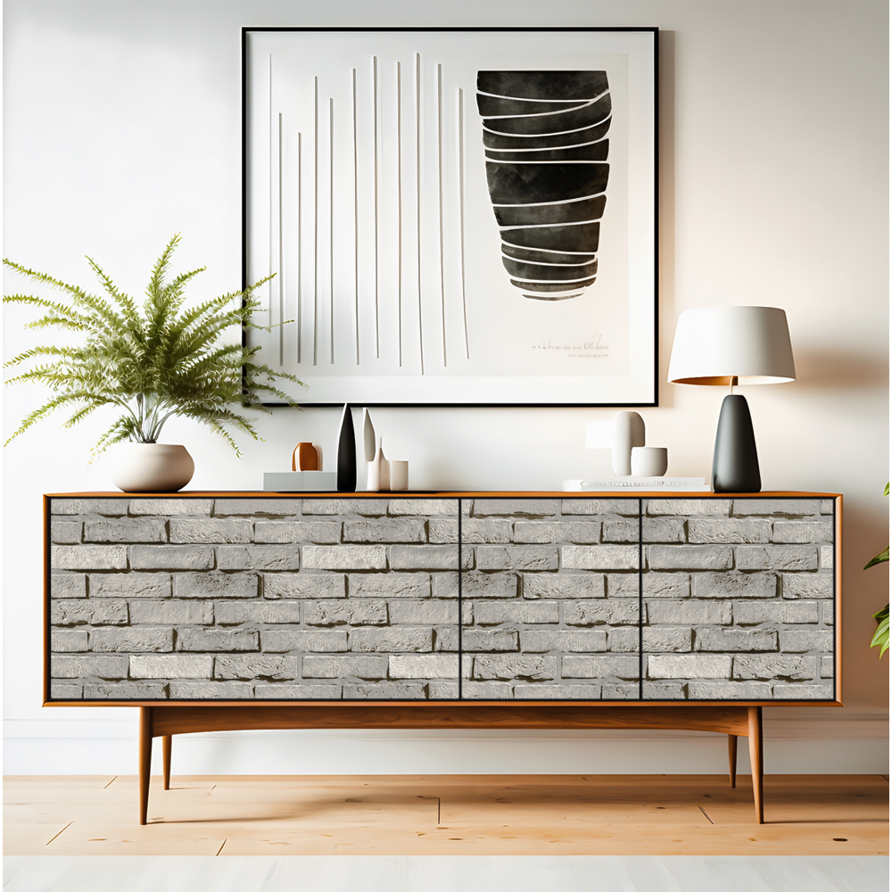 Autocolant VENILIA Brick, PVC, 45 x 100 cm, alb