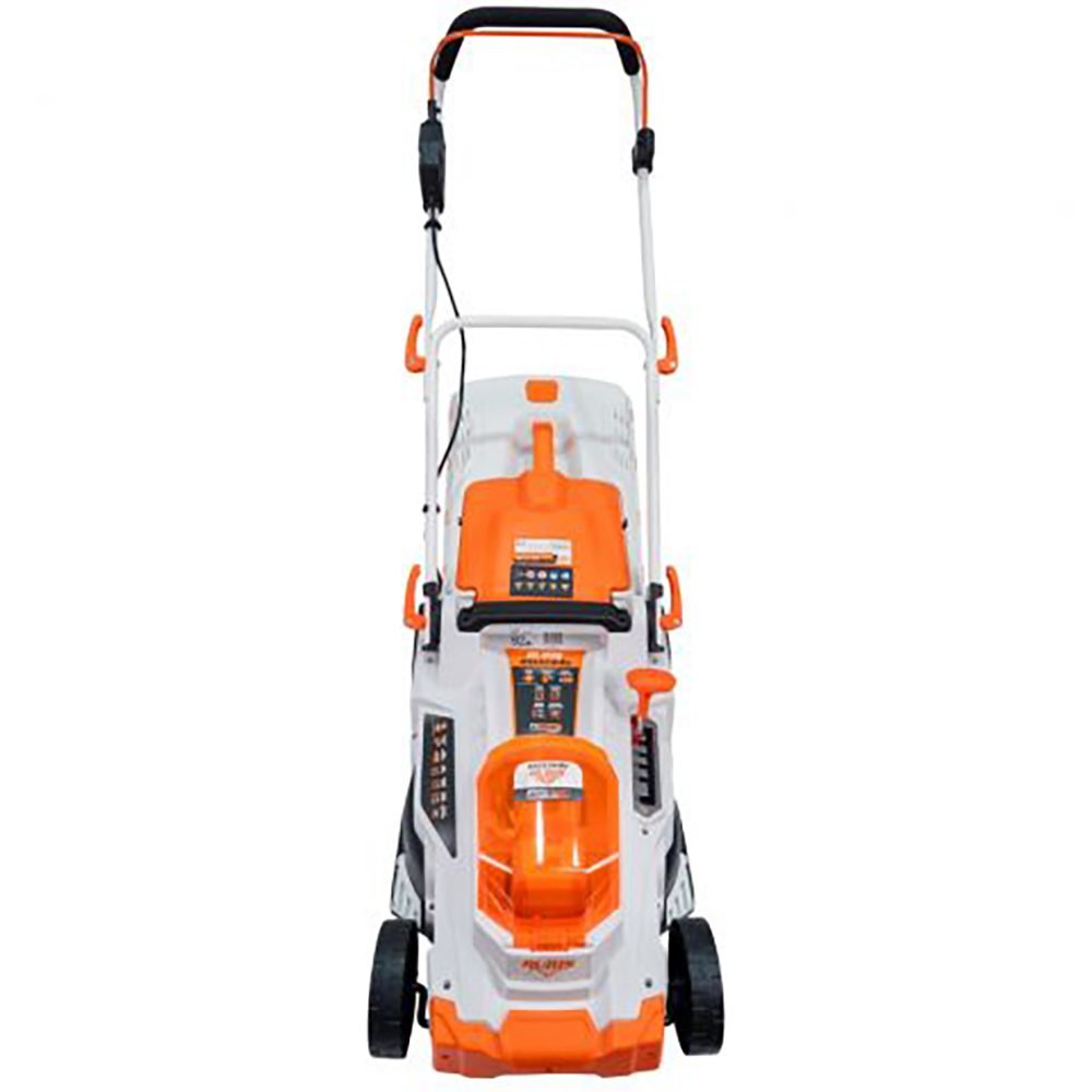 Masina de tuns iarba pe acumulator RURIS RXI3744E, Electrica, latime taiere 37 cm, cos 35L, fara acumulator, portocaliu