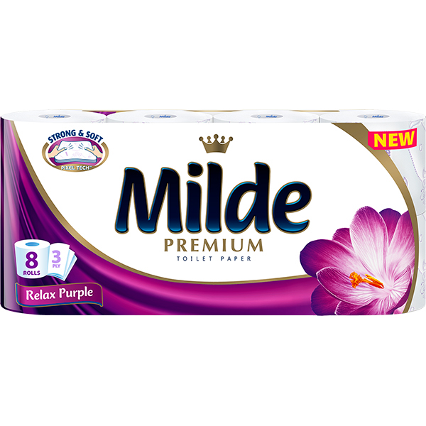 Hartie igienica MILDE Relax Purple, 3 straturi, 8 role