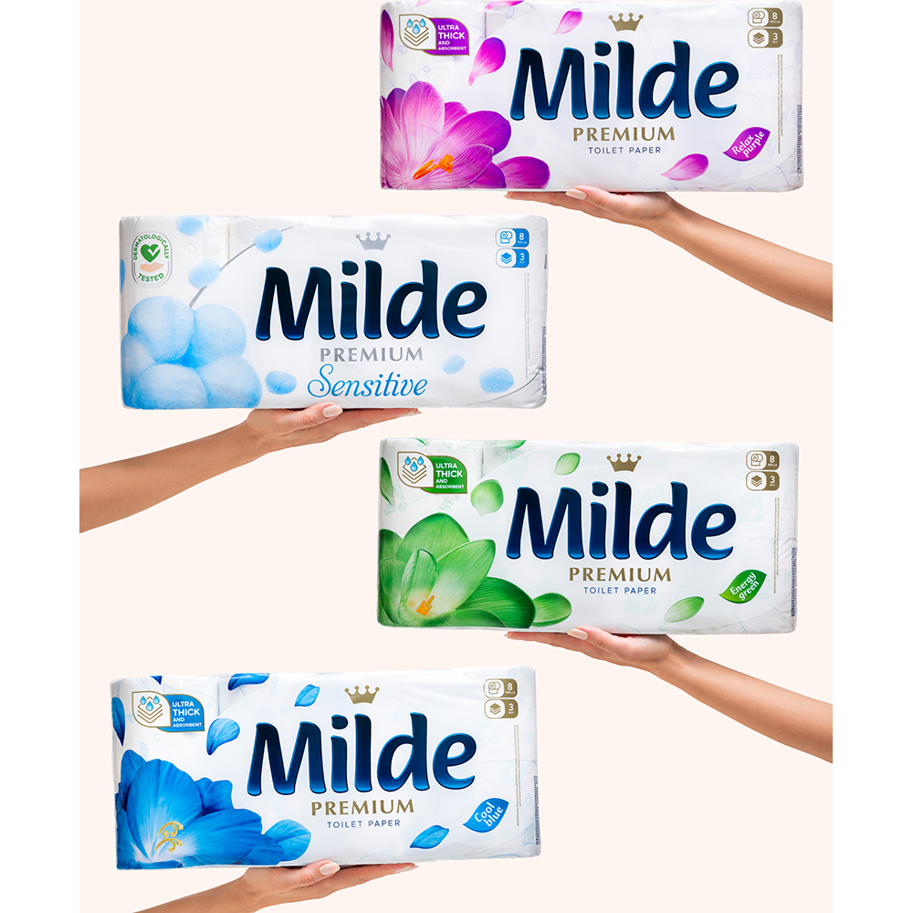 Hartie igienica MILDE Relax Purple, 3 straturi, 8 role