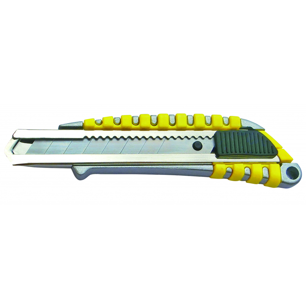 Cutter TOPMASTER, lama 18 mm, lungime 180 mm, corp din aluminiu, negru-galben