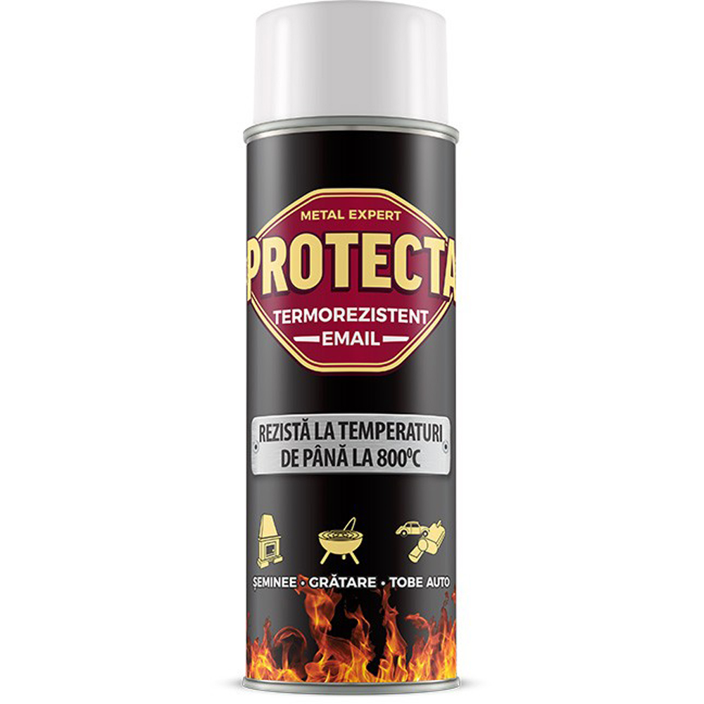 Spray vopsea PROTECTA, termorezistent, alb, 400 ml