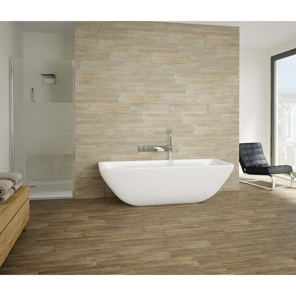 Gresie interior si exterior Acacia, 15.5 x 60.5 cm, grosime 9 mm, 1.03 m2, bej lemn