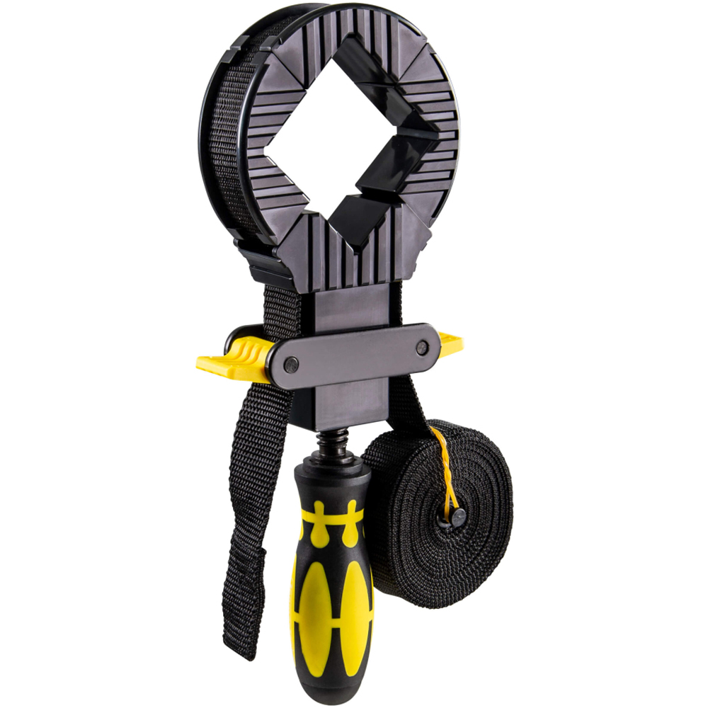Menghina cu banda TOPMASTER, 3.8 m, pentru fixare precisa rame, galben/negru