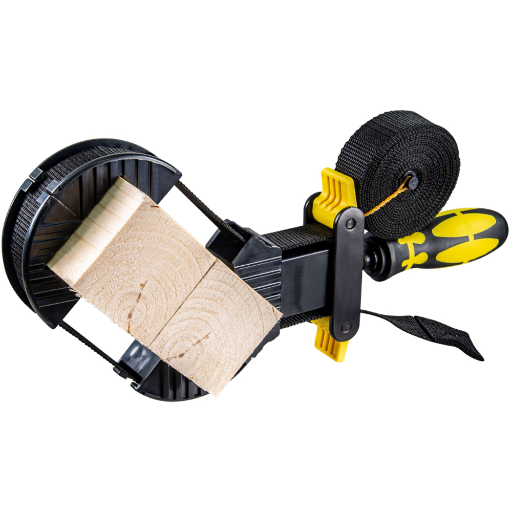 Menghina cu banda TOPMASTER, 3.8 m, pentru fixare precisa rame, galben/negru