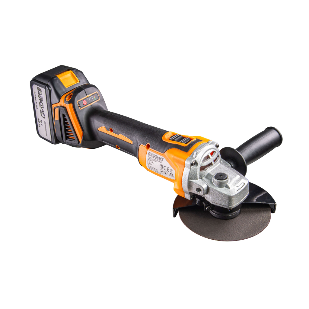 Polizor unghiular BAUKRAFT, 125 mm, 18V, 4 Ah + lanterna LED