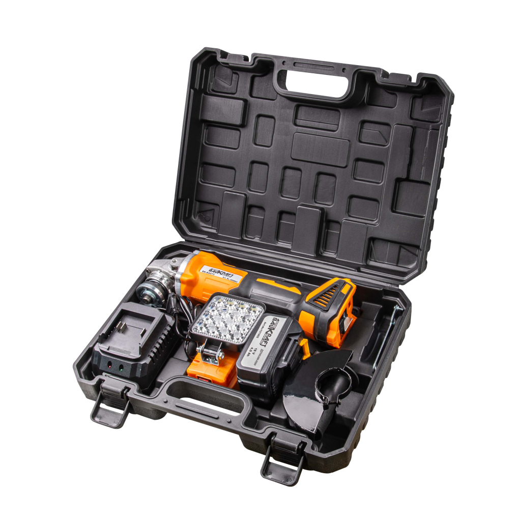 Polizor unghiular BAUKRAFT, 125 mm, 18V, 4 Ah + lanterna LED