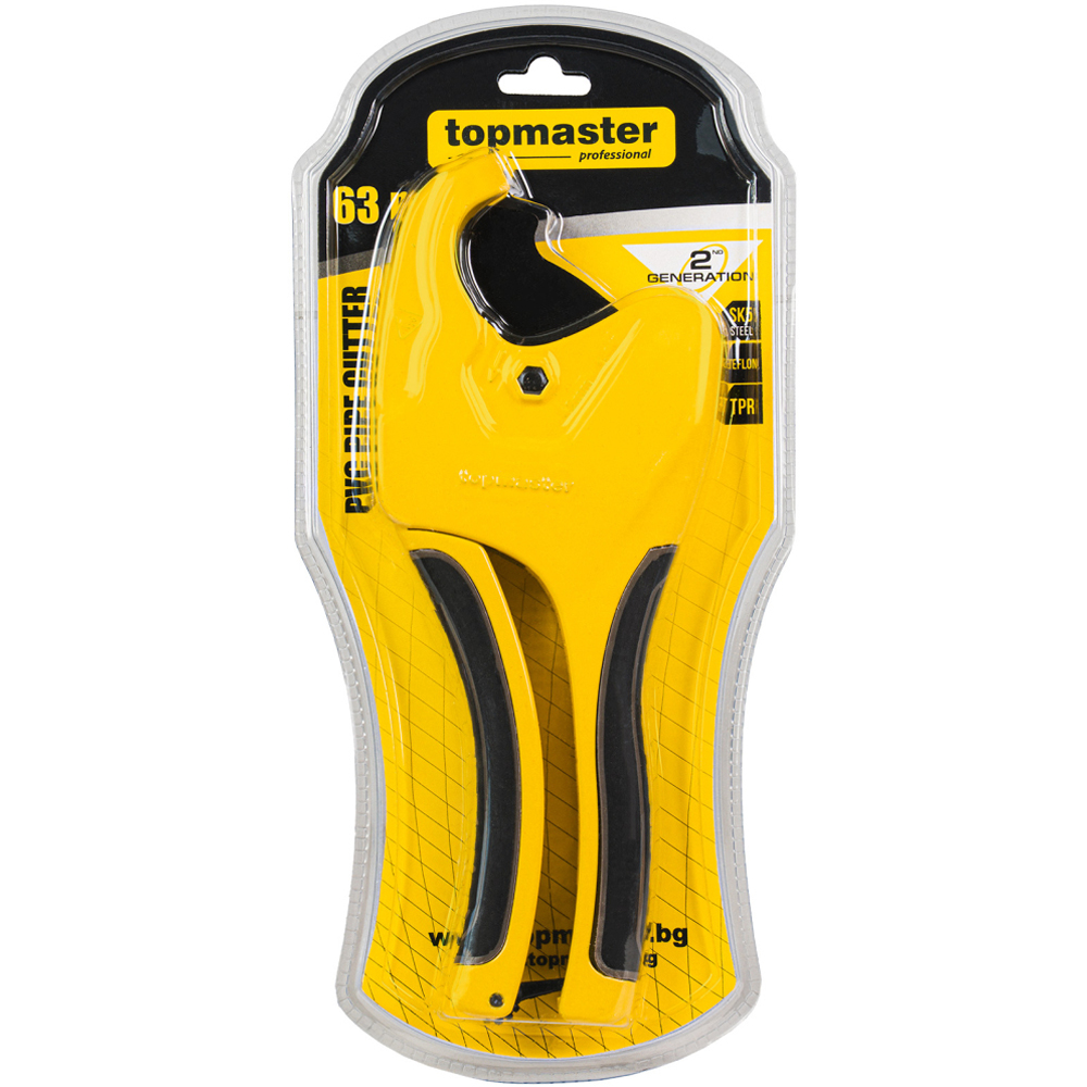 Foarfeca pentru tevi PPR/PVC TOPMASTER, 63 mm, negru-galben