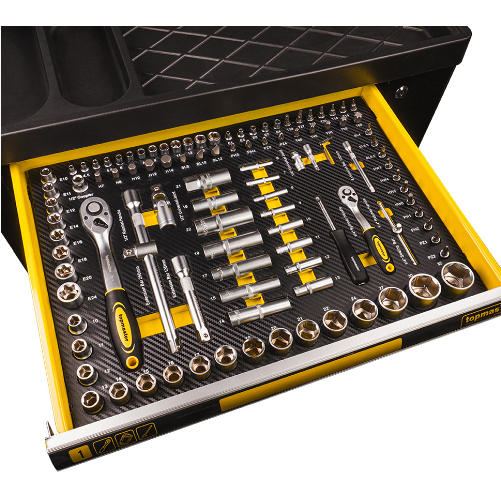 Dulap scule TOPMASTER, 7 sertare, 219 piese