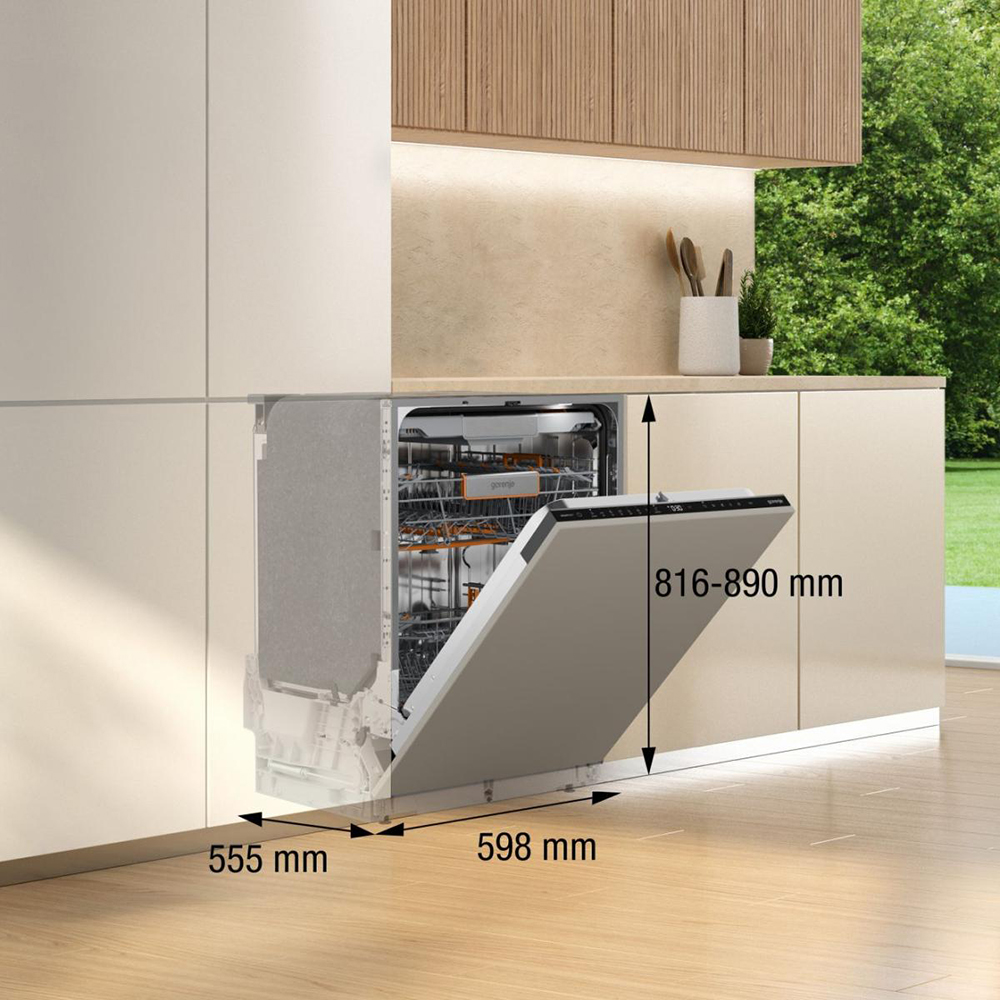 Masina de spalat vase incorporabila GORENJE GV693A65UVAD, 16 seturi, 8 programe, 60 cm, Clasa A, panou comanda negru