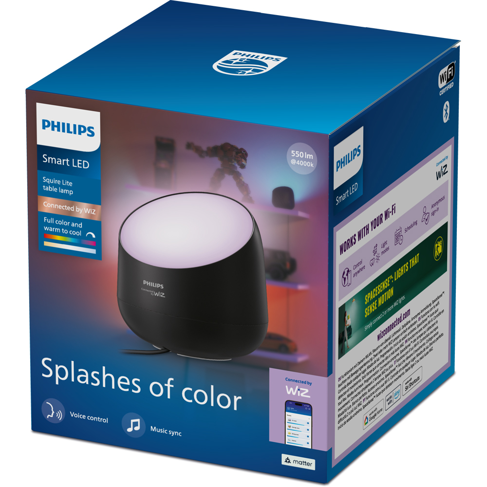 Lampa LED inteligenta PHILIPS 8721103158932, 8.5W, 550lm, Wi-Fi, WiZ, RGBW, negru