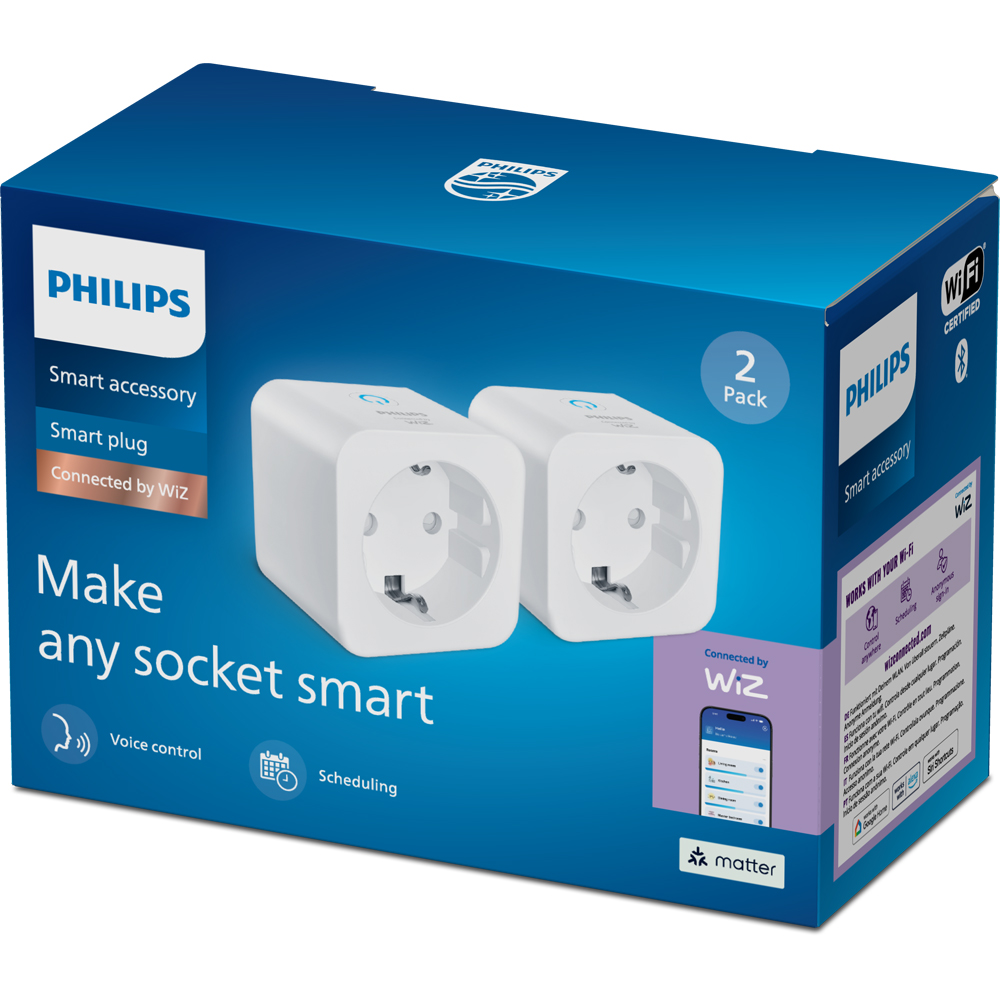 Pachet 2 prize inteligente PHILIPS 8721103164001, Wi-Fi, WiZ, IP20, alb