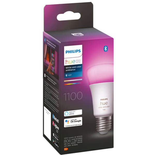 Bec LED Smart PHILIPS Hue 8719514291171, E27, 9W, 1.100lm, lumina variabila