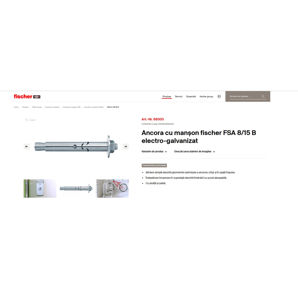 Ancora beton FISCHER FSA, 8 x 60mm, 50buc
