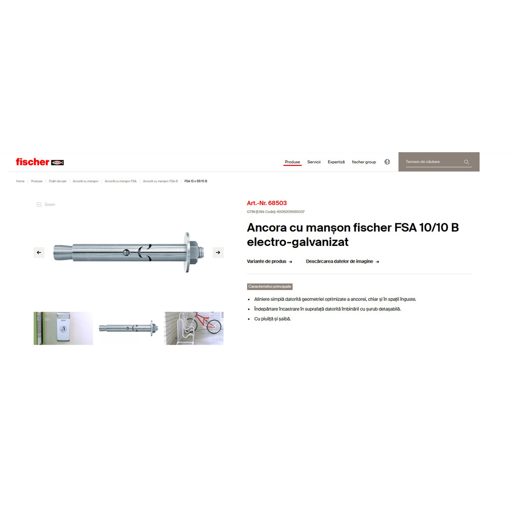 Ancora beton FISCHER FSA, 10 x 60mm, 20buc