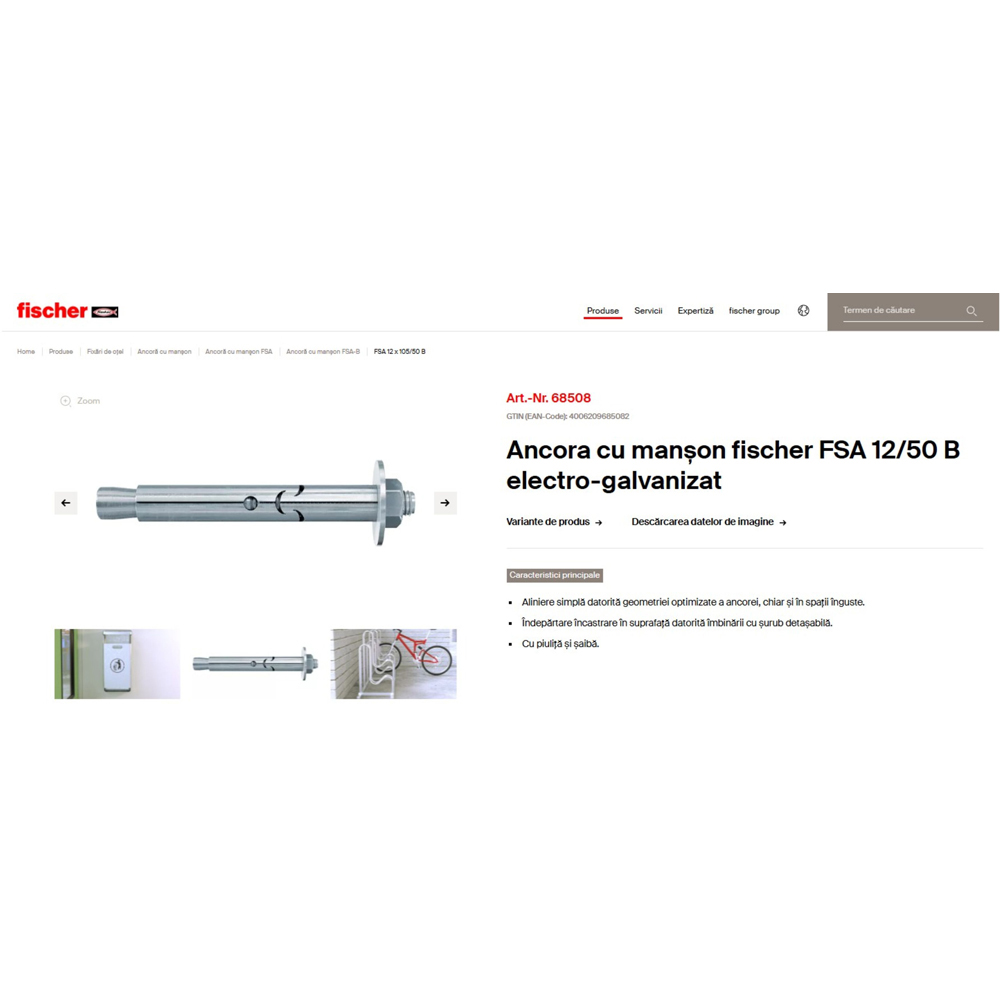 Ancora beton FISCHER FSA, 12 x 110mm, 20buc