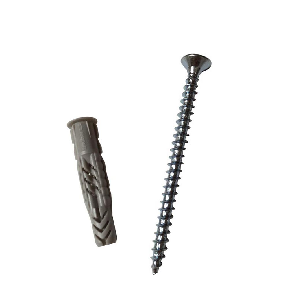 Diblu universal cu guler si surub FISCHER UX 8 x 50 R, 8 x 50 mm, 5 buc, nailon, gri