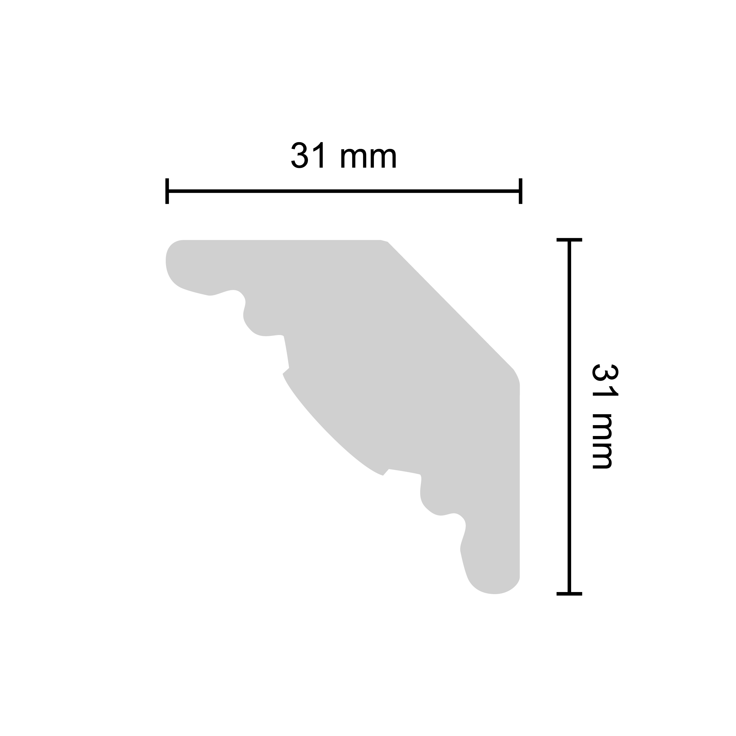 Bagheta decorativa DECOSA Eps G23, 3.1 x 200 cm, 12 mm