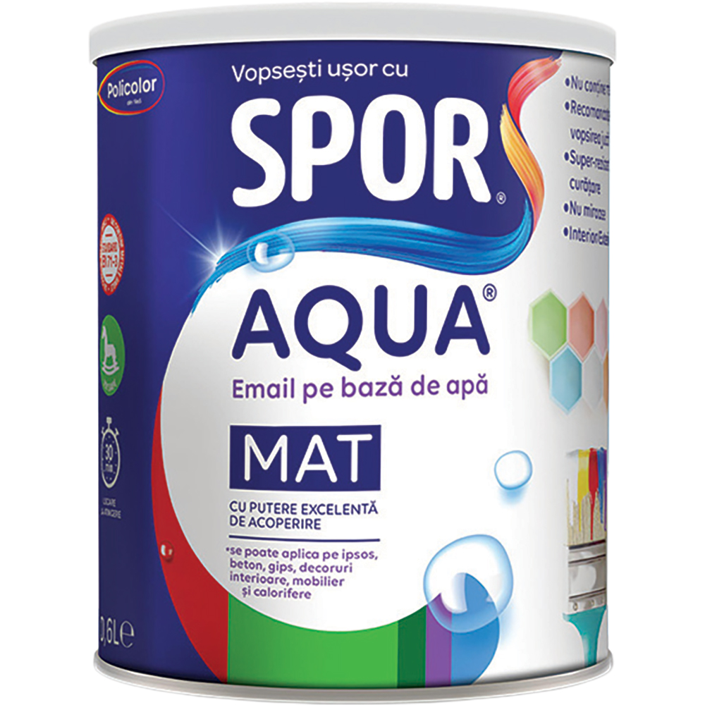 Email Spor Aqua Mat, gri antracit, 0.6L