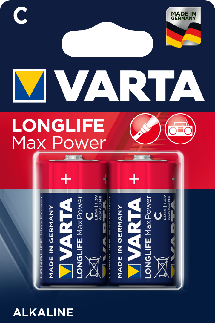 Set 2 baterii alcaline C LR14, 7800mAh  Varta