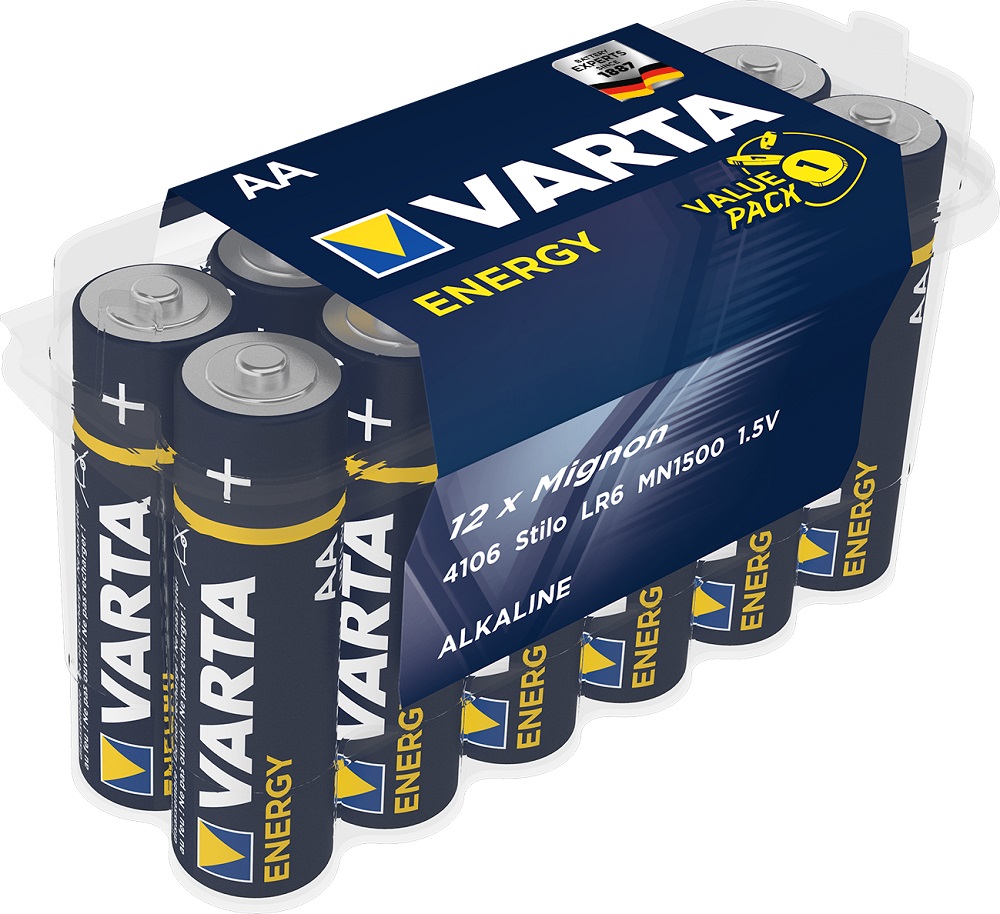 Baterii alcaline AA VARTA Value Pack, 12 bucati