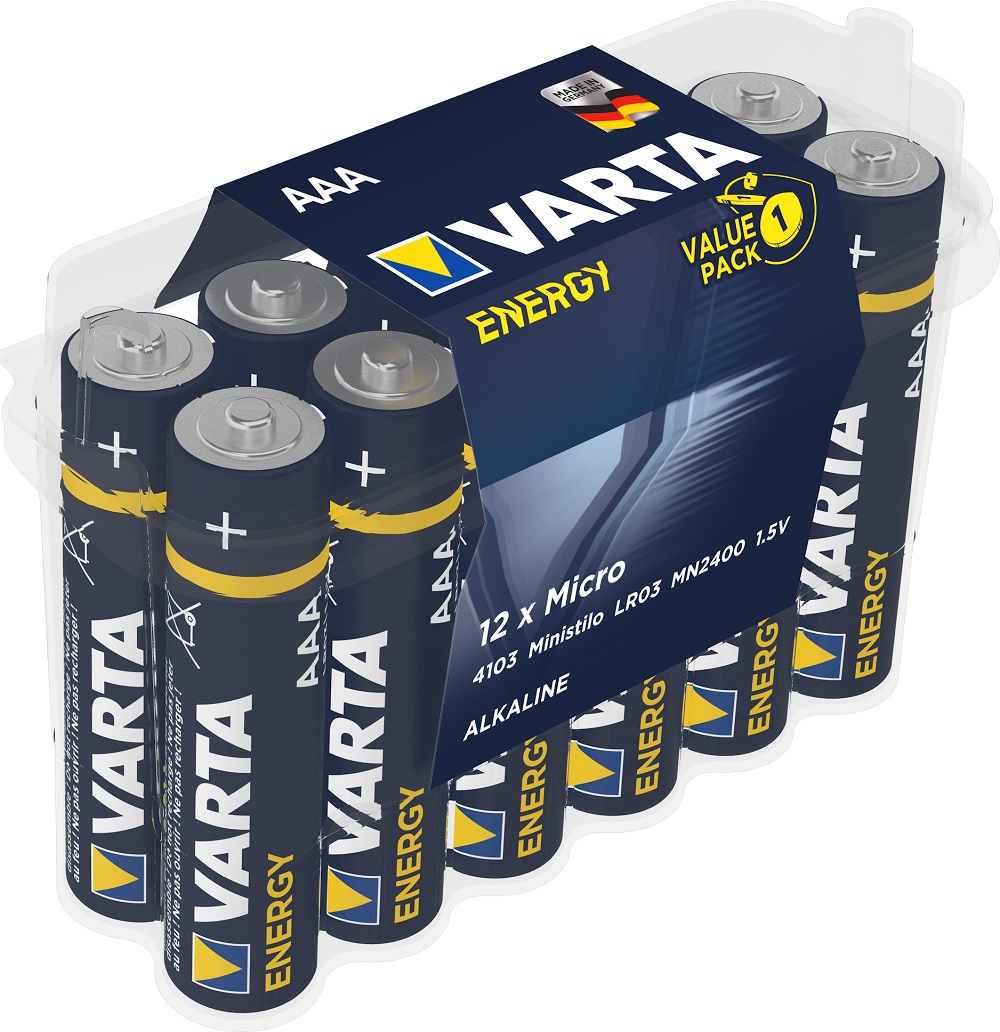 Baterii alcaline AAA VARTA Value Pack, 12 bucati