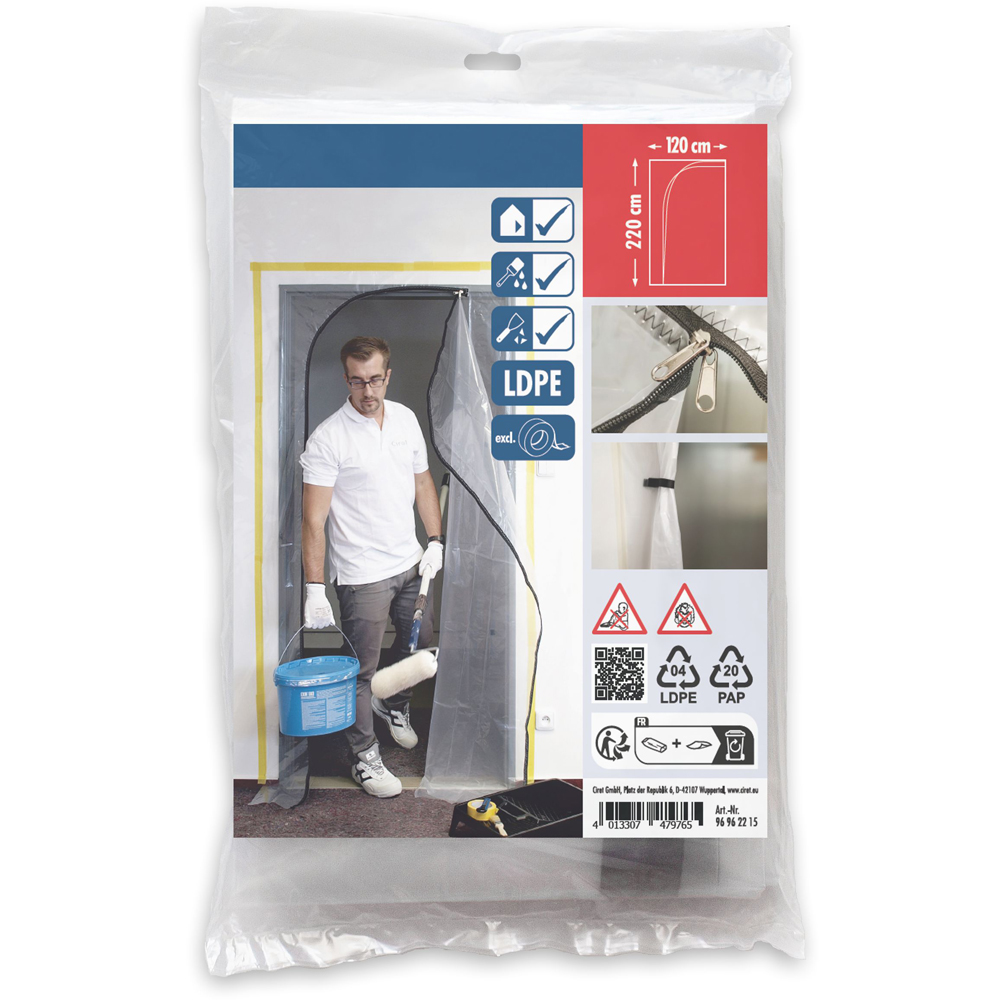 Folie protectie cu fermoar COLOR EXPERT, 220 x 120 cm