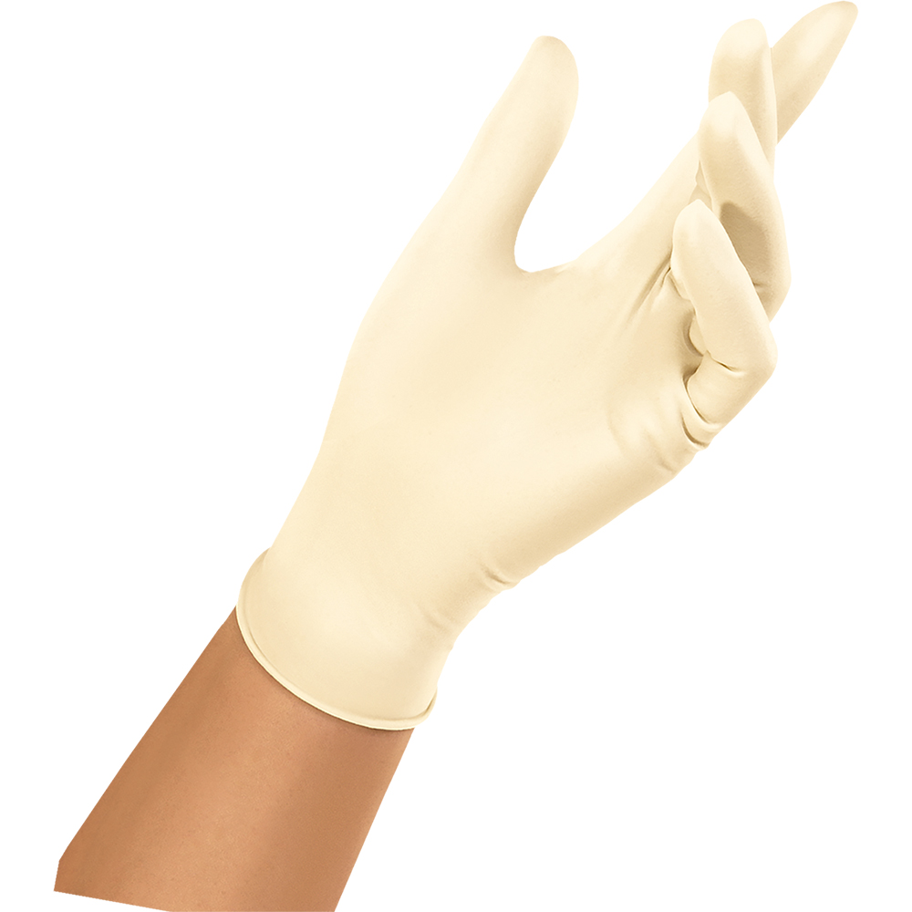 Manusi de unica folosinta VILEDA Natural, latex, marimea M/L, 10 bucati