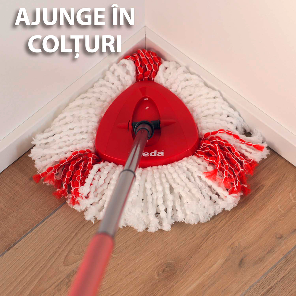 Set galeata cu storcator + mop + maner VILEDA Easy Wring & Clean Turbo, rosu-negru