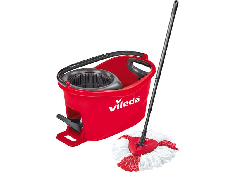 Set galeata cu storcator + mop + maner VILEDA Easy Wring Turbo Colors, corai