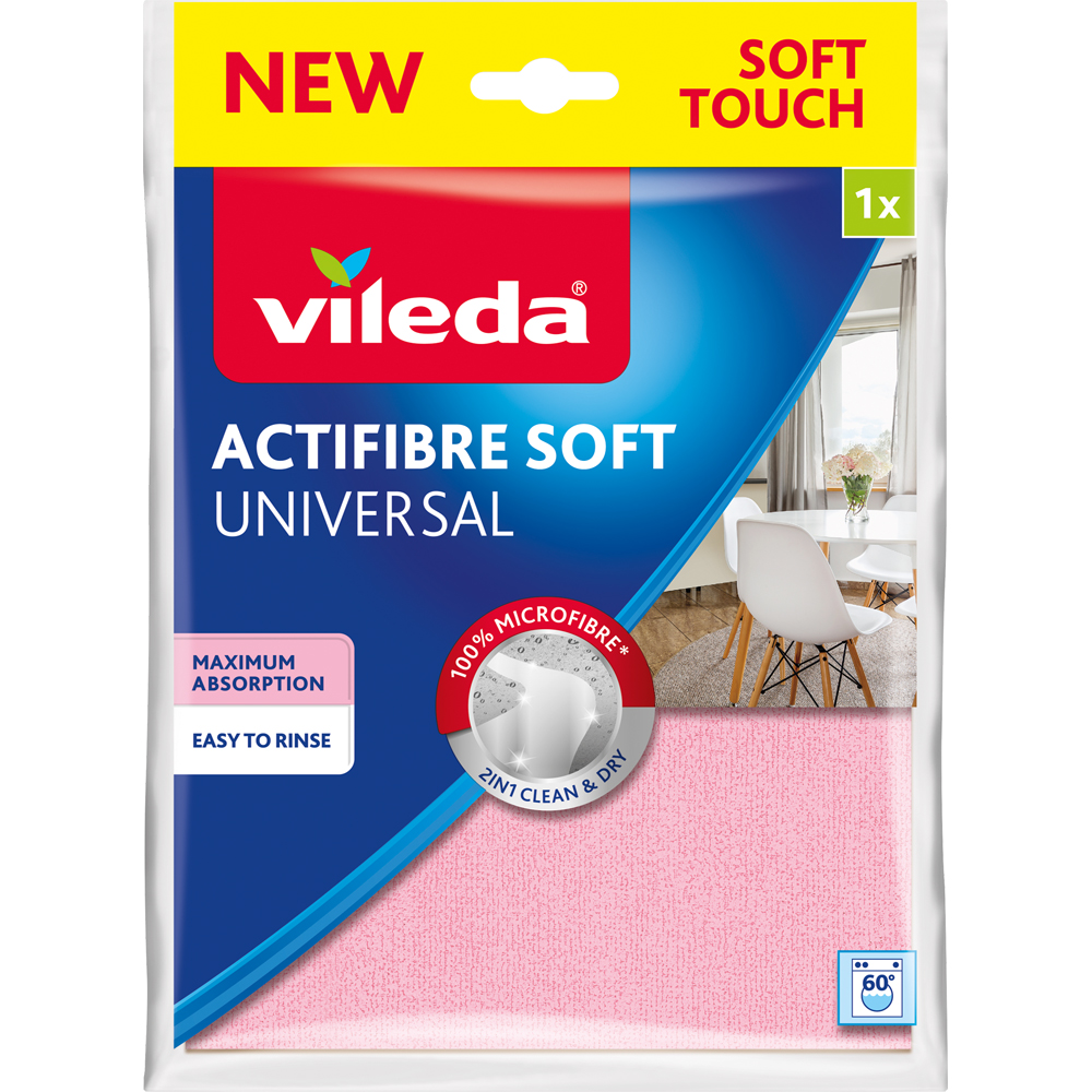Laveta universala VILEDA Actifibre Soft, 29 x 29 cm, roz