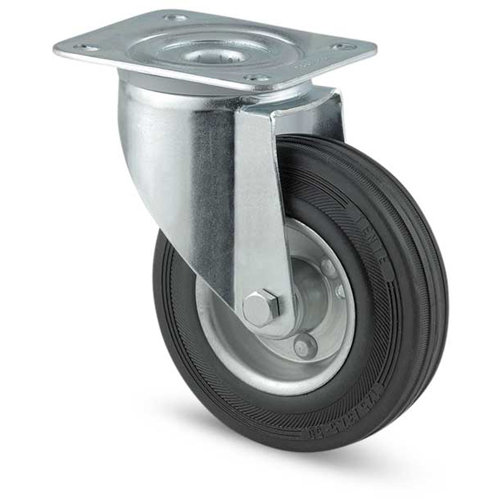Roata pivotanta TENTE, cauciuc, 100 mm, 70 kg, negru
