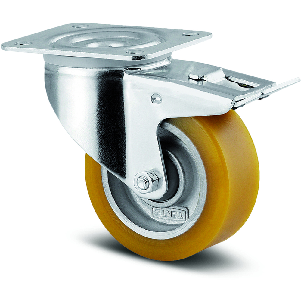 Roata pivotanta TENTE, poliuretan, 80 mm, 500 kg, portocaliu