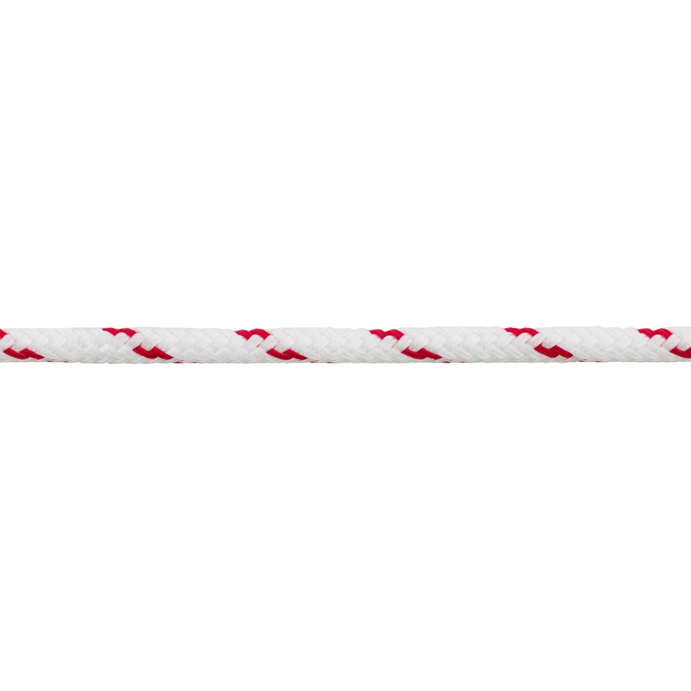 Franghie PP dublu impletita, 8 mm, 15 m, alb-rosu