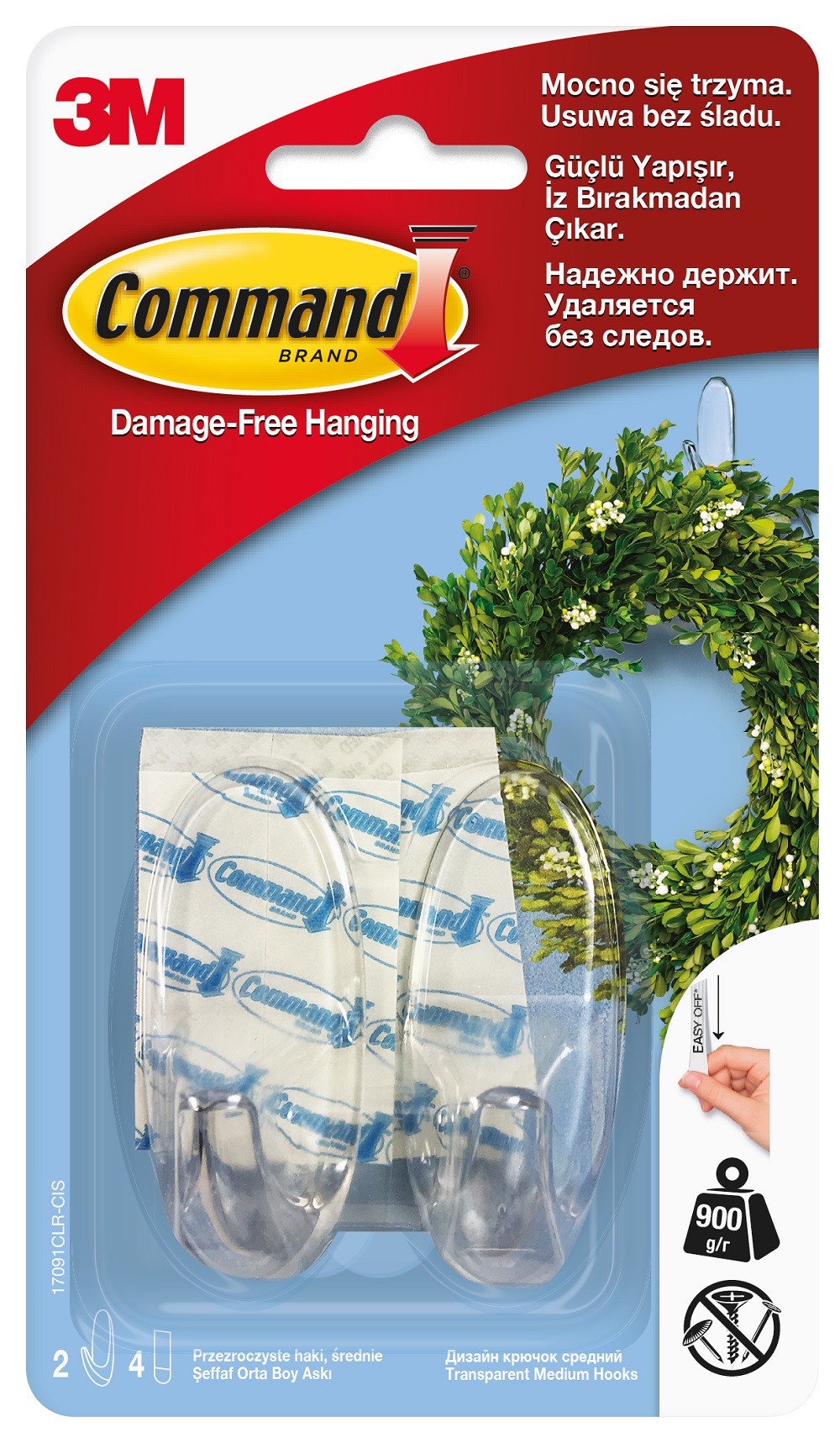 17091CLR-CIS Carlig transparent mediu Command