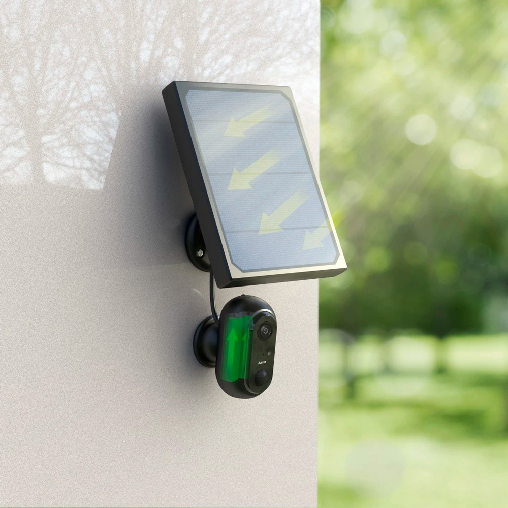 Camera IP Wireless exterior HAMA 176615, Full HD 1080p, Night Vision, baterie solara, negru