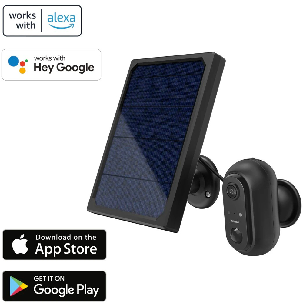 Camera IP Wireless exterior HAMA 176615, Full HD 1080p, Night Vision, baterie solara, negru