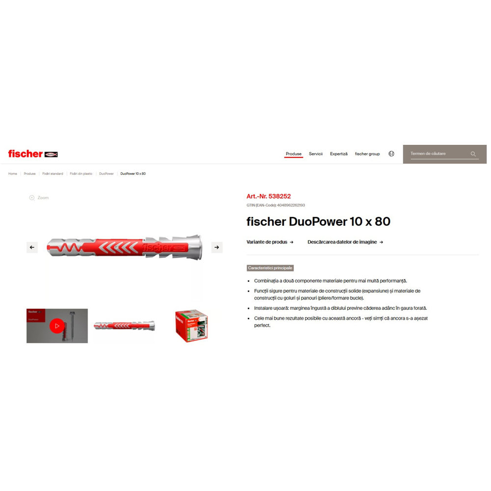 Diblu universal FISCHER DuoPower, 10 x 80mm, 25buc